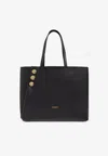 Balmain Emblem Grained Leather Tote Bag In Black