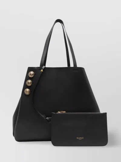 Balmain Emblem Leather Tote Bag