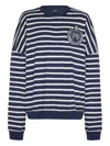 Balmain Cotton Striped College Emblem Sweatshirt In Blue