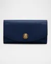 Balmain Emblem Wallet On Chain In Grained Calfskin In 6bo Bleu Nuit