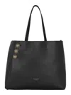 Balmain Embleme Black Tote Bag With Embossed Logo Lettering On The Front And Jewel Buttons On The Front In L