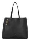 Balmain 'embleme' Black Tote Bag With Embossed Logo Lettering On The Front And Jewel Buttons On The Front In