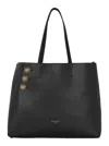 Balmain 'embleme' Black Tote Bag With Embossed Logo Lettering On The Front And Jewel Buttons On The Front