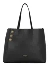 Balmain Embleme Black Tote Bag With Embossed Logo Lettering On The Front And Jewel Buttons On The Front In L