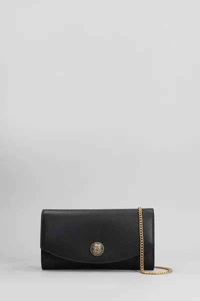 Balmain Embleme Clutch In Black Leather