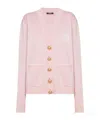 Balmain Silk-cotton Embroidered Cardigan In Pink
