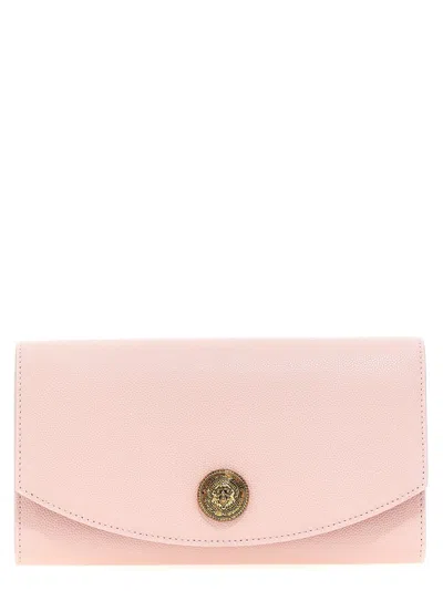 Balmain Emblème Foldover Clutch Bag In Pink