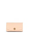 Balmain Embleme Grained Calfskin Clutch In Beige