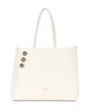 Balmain Embleme Large Leather Shopping Tote With Removable Pouch In Cream