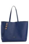 Balmain Embleme Leather Shopping Bag In 6bo Blue