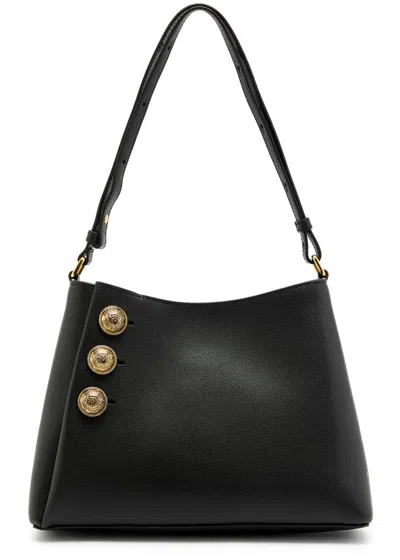 Balmain Emblème Leather Shoulder Bag In Black