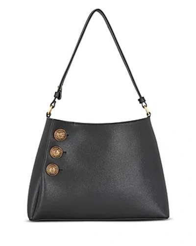 Balmain Embleme Leather Shoulder Bag In Black/gold