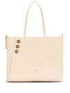 Balmain Embleme Leather Tote Bag In Neutrals