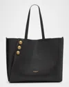 Balmain Embleme Shopper Tote Bag In Smooth Leather In Noir