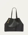 Balmain Embleme Shopper Tote Bag In Grained Leather In Noir