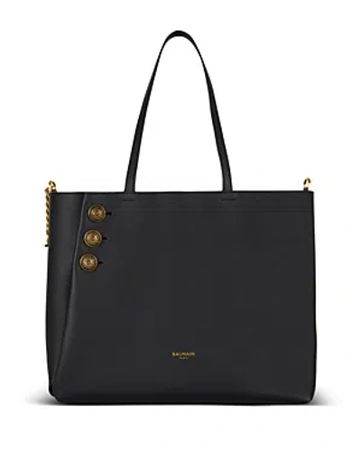 Balmain Embleme Shopping Tote Bag In Black/gold