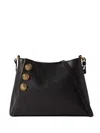 Balmain Embleme Shoulder Bag In Grained Leather In Black