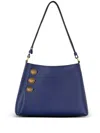 Balmain Embleme Shoulder Bag In Grained Calfskin In 6bo Bleu Nuit