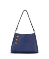 Balmain Embleme Shoulder Bag In Grained Calfskin In Navy
