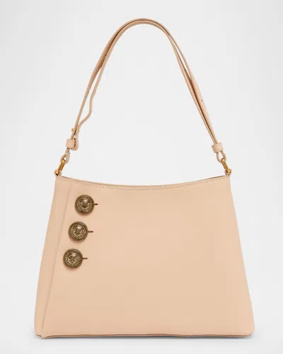 BALMAIN EMBLEME SHOULDER BAG IN GRAINED LEATHER