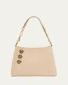 Balmain Embleme Shoulder Bag In Grained Leather In 0dx Nude Pink