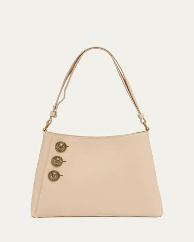 BALMAIN EMBLEME SHOULDER BAG IN GRAINED LEATHER