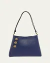 Balmain Embleme Shoulder Bag In Grained Calfskin In 6bo Bleu Nuit