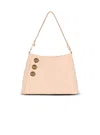 Balmain Embleme Shopper Tote Bag In Grained Leather In Nude