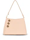 Balmain Embleme Shoulder Bag In Grained Leather In Neutrals