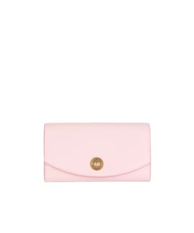 Balmain Emblème Leather Clutch Bag In Pink