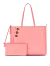 Balmain Emblème Grained Leather Tote Bag In Pink