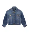 Balmain Embossed-button Cropped Jacket In Blue