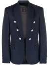 Balmain Embossed-button Double-breasted Blazer In Black