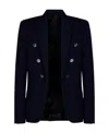 Balmain Embossed-button Double-breasted Blazer In Black