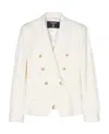 Balmain Embossed-button Double-breasted Blazer In White