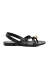 Balmain Embossed-button Leather Sandals In Black