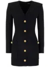Balmain Women's Long Sleeve Buttoned Tailored Mini Dress In 黑色