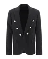 Balmain Embossed-button Open-front Blazer In Black