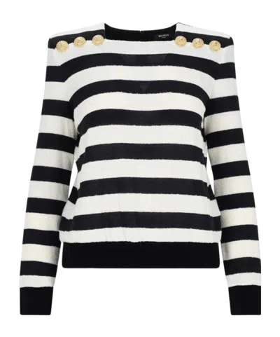 Balmain Striped Jersey Top Women In Multi