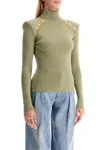 Balmain Button-trimmed Turtleneck Sweater In Green