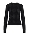 Balmain Sheer Ribbed Crewneck Button Detail In Black
