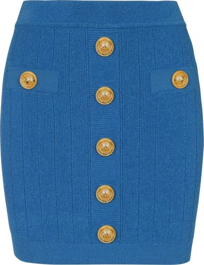BALMAIN BALMAIN EMBOSSED BUTTONS KNIT MINI SKIRT