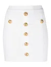 Balmain Knit Mini Skirt With Embossed Buttons Women In Blanco