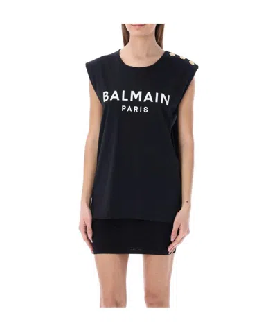 BALMAIN BALMAIN BUTTON EMBELLISHED TANK TOP
