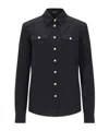 Balmain Shoulder-pads Button-up Silk Shirt In Black