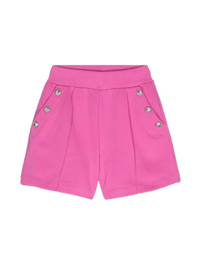 Balmain Kids' Embossed-buttons Shorts In Pink