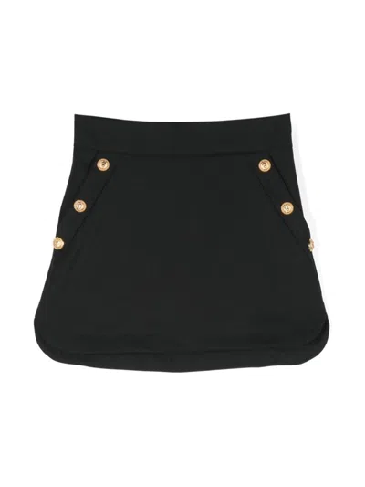 Balmain Kids' Logo-print Jersey Skirt In Black