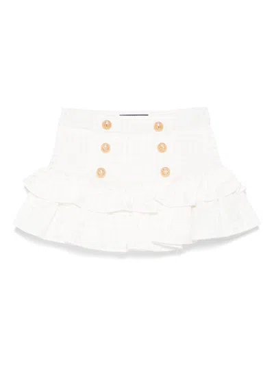Balmain Babies' Embossed-buttons Skirt In White