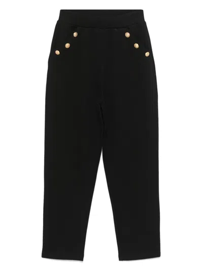 BALMAIN EMBOSSED-BUTTONS TRACK PANTS