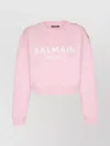 Balmain Embossed Gold Metal Button Shoulder Sweatshirt In Pink
